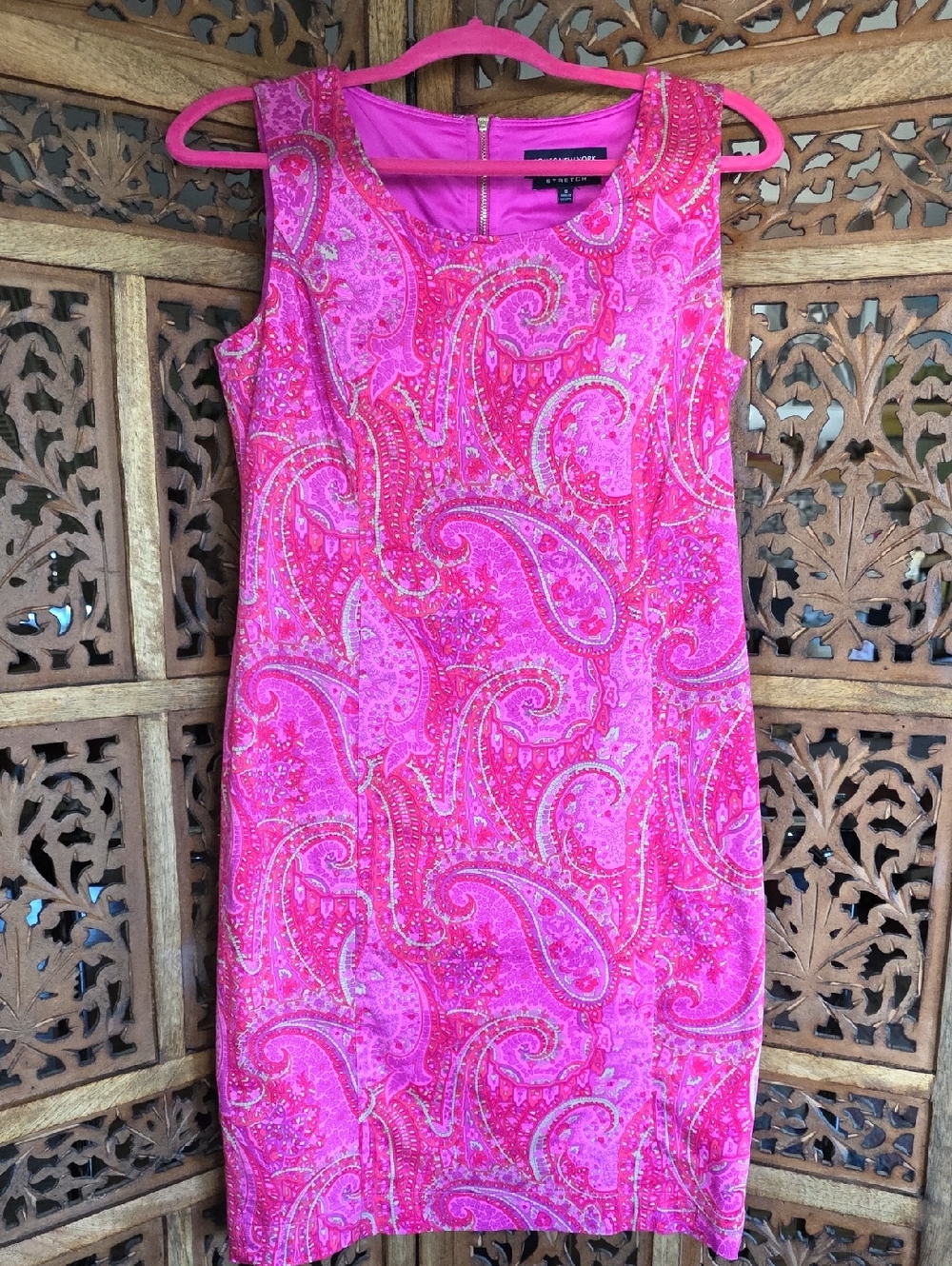 Jones New York Pink Paisley Sheath Mini Dress